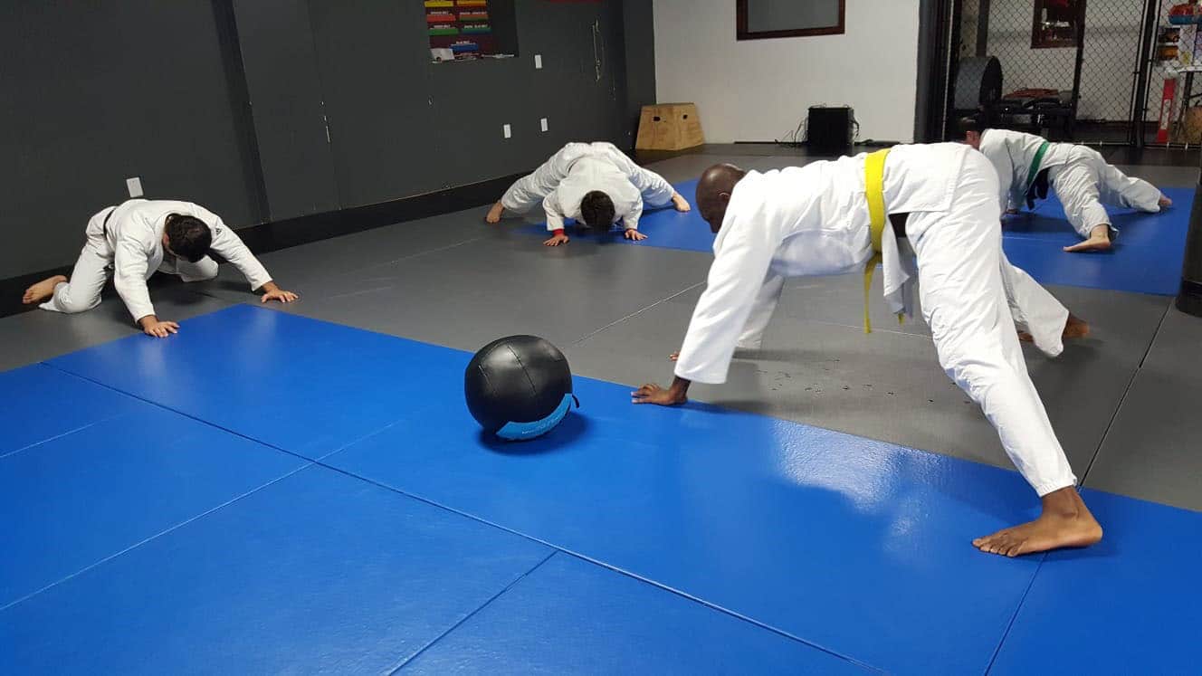 judo class training with push ups